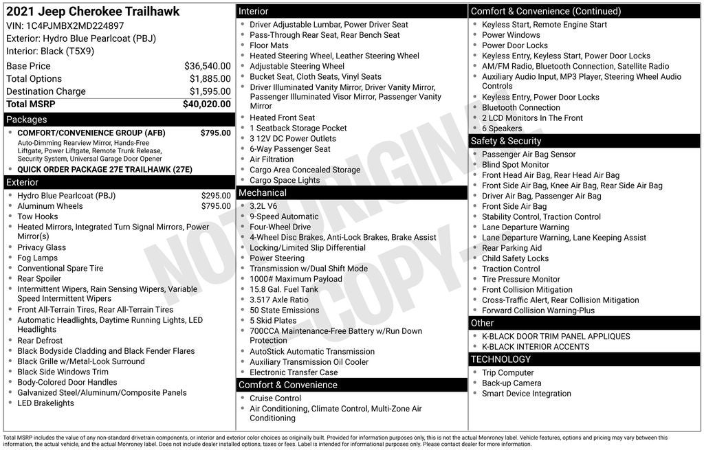 2021 Jeep Cherokee Trailhawk