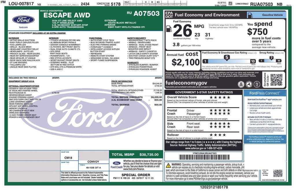 2024 Ford Escape ST-Line Select
