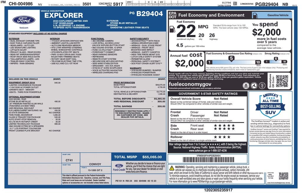 Used 2023 Ford Explorer Limited with VIN 1FMSK8FH4PGB29404 for sale in Kansas City
