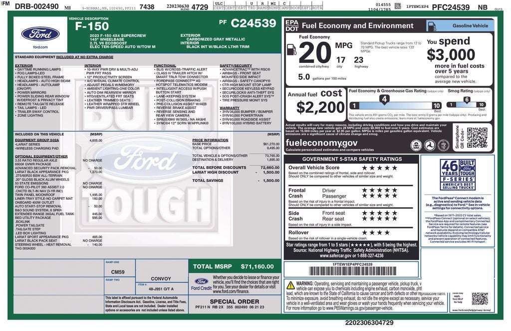 Used 2023 Ford F-150 Lariat with VIN 1FTEW1EP4PFC24539 for sale in Kansas City