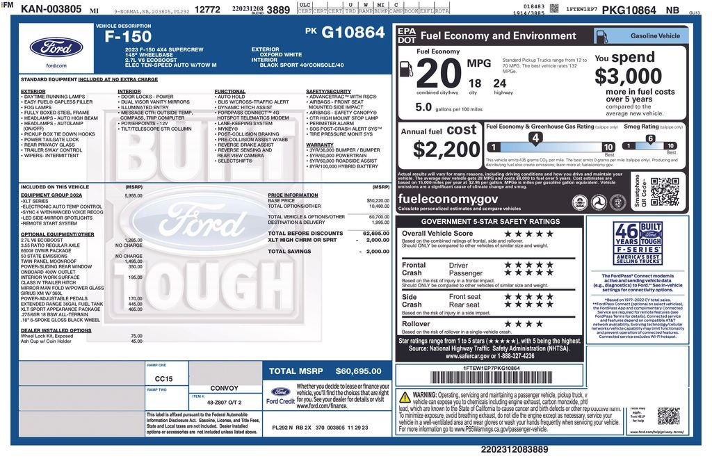 Used 2023 Ford F-150 XLT with VIN 1FTEW1EP7PKG10864 for sale in Kansas City