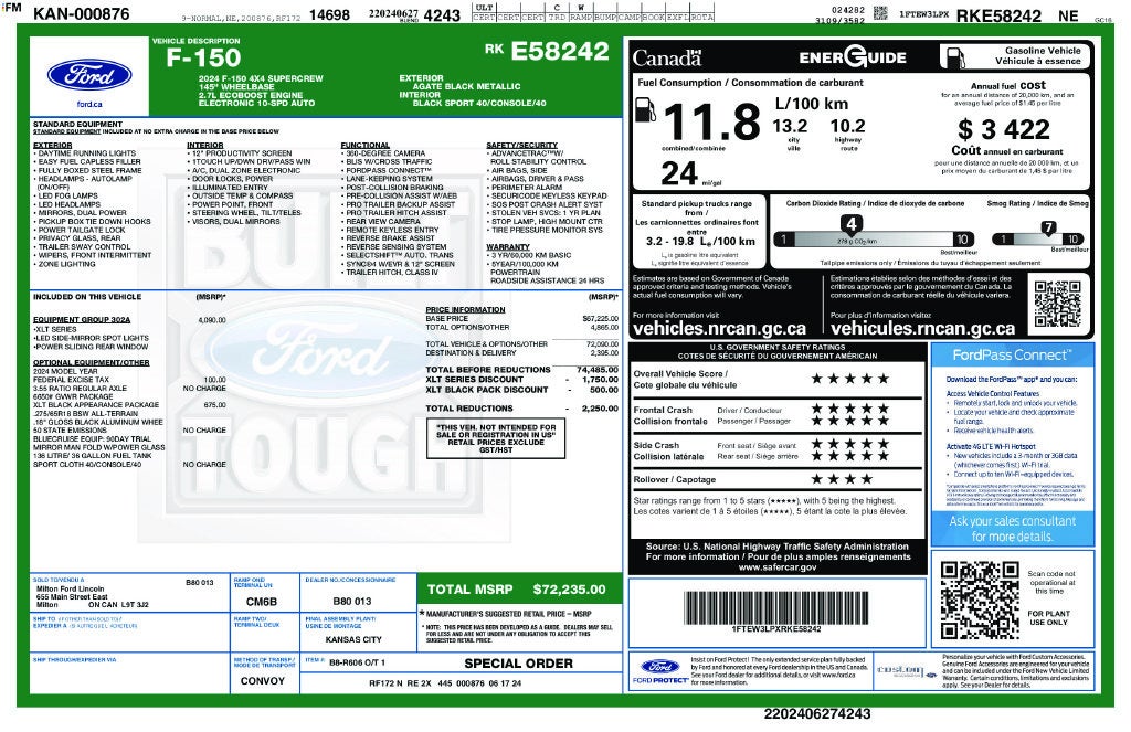 Used 2024 Ford F-150 XLT with VIN 1FTEW3LPXRKE58242 for sale in Kansas City