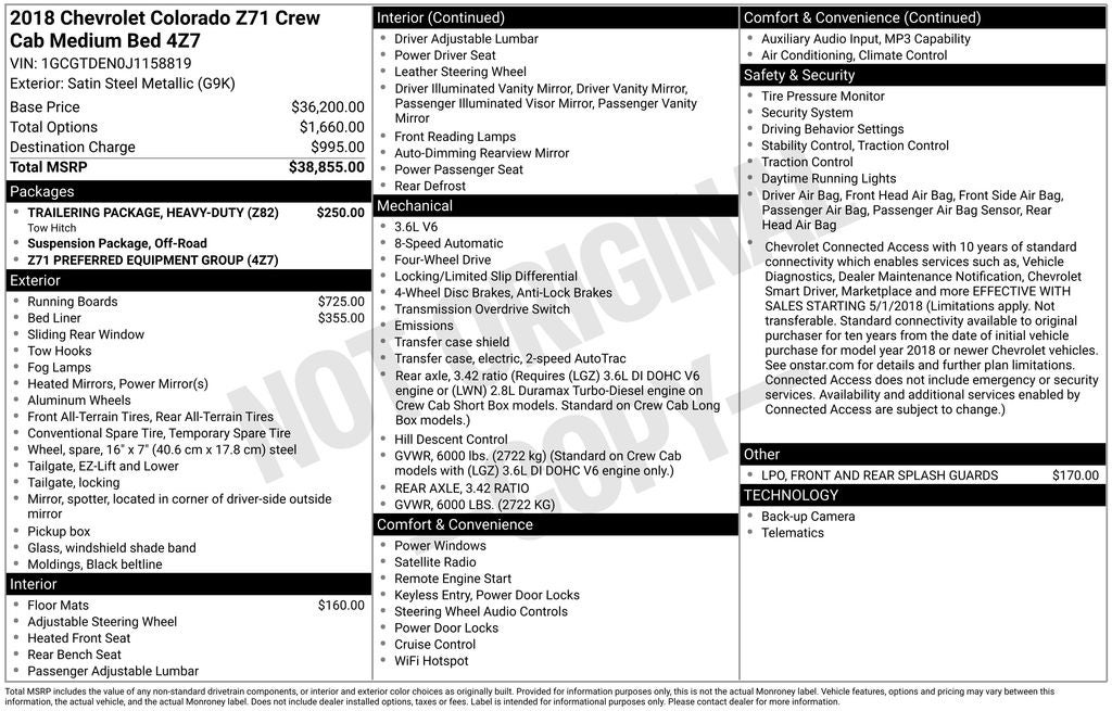 2018 Chevrolet Colorado Z71