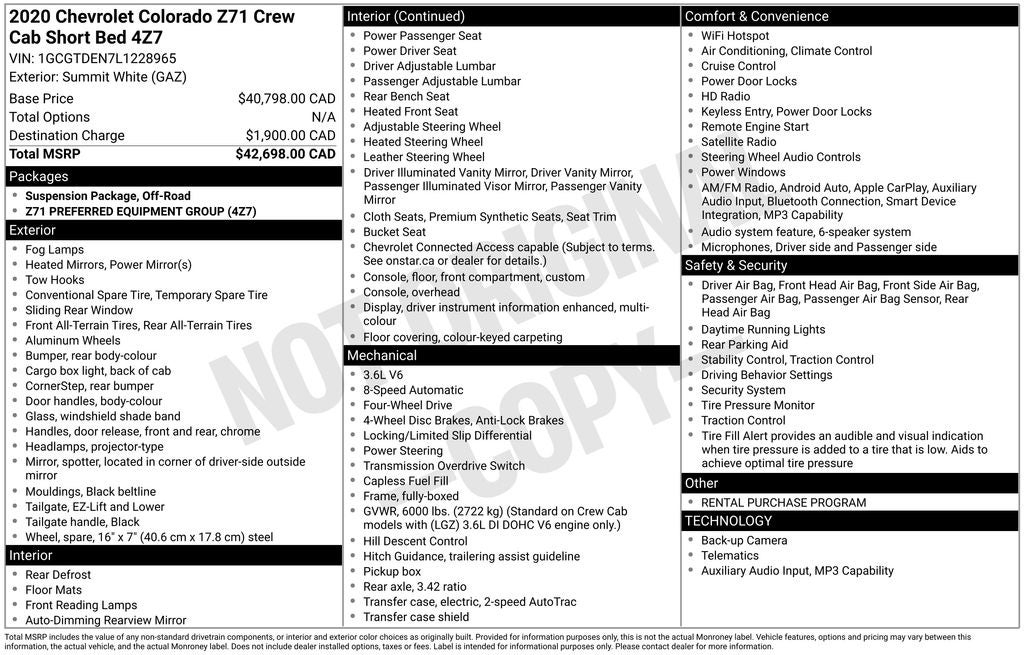 2020 Chevrolet Colorado Z71