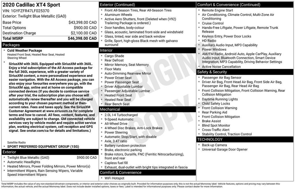 2020 Cadillac XT4 Sport