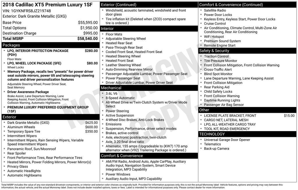 2018 Cadillac XT5 Premium Luxury