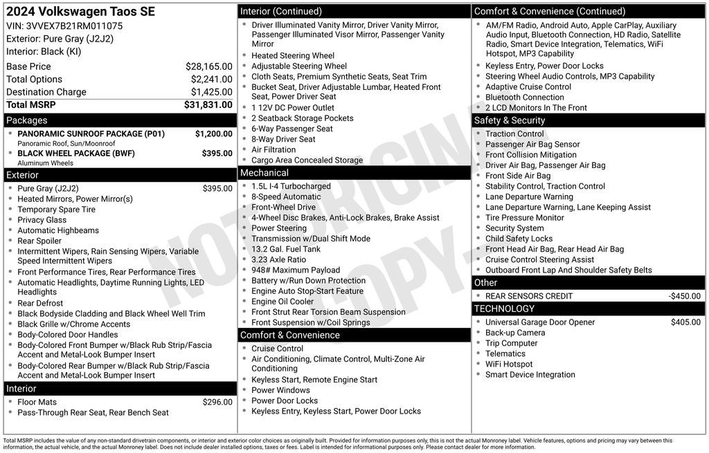 2024 Volkswagen Taos 1.5T SE