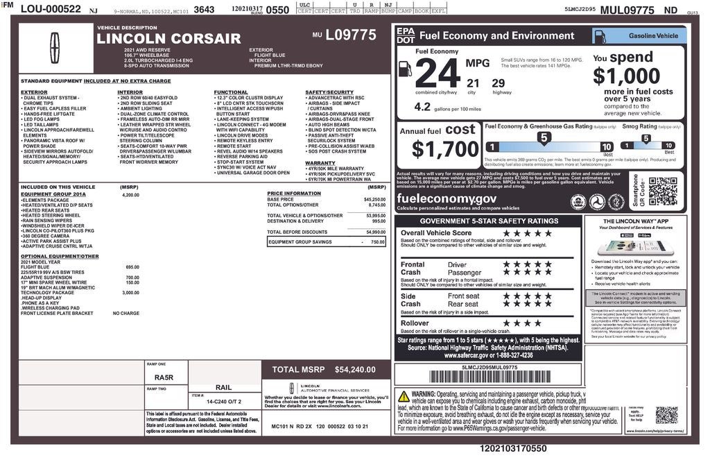 2021 Lincoln Corsair Reserve