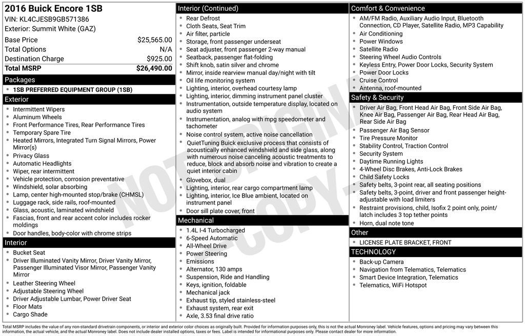 2016 Buick Encore Base