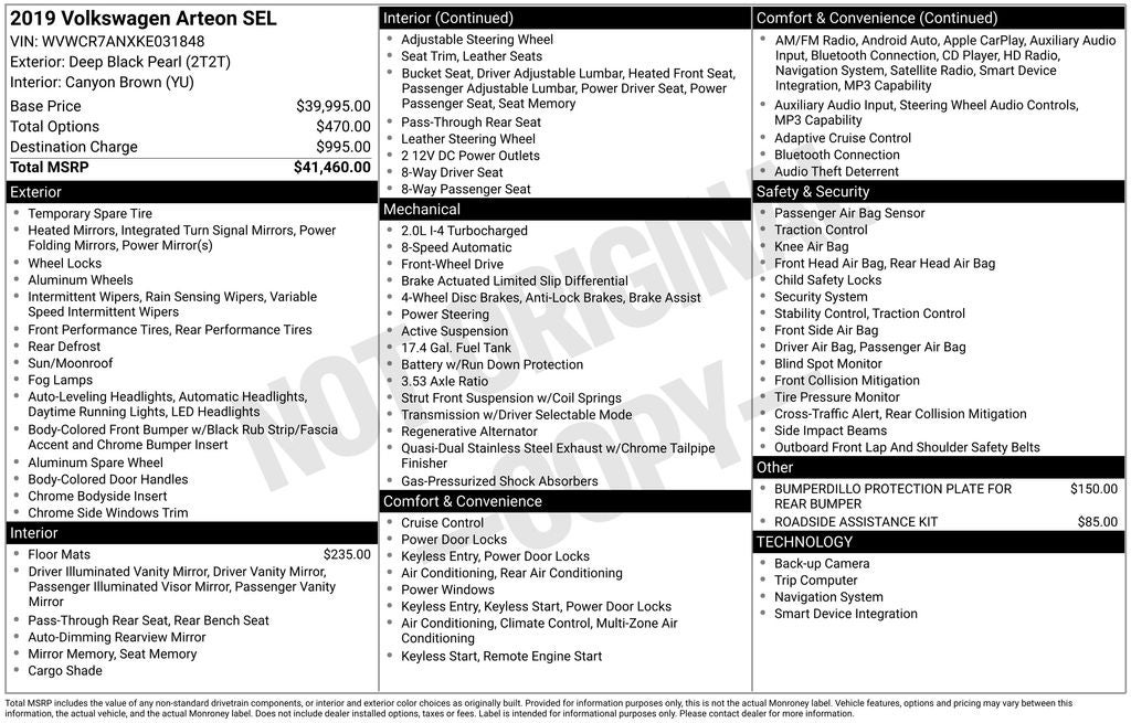 2019 Volkswagen Arteon 2.0T SEL