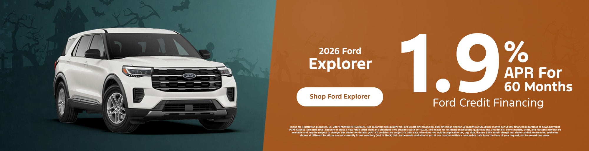 2026 Ford Explorer with a 1.9% APR financing deal